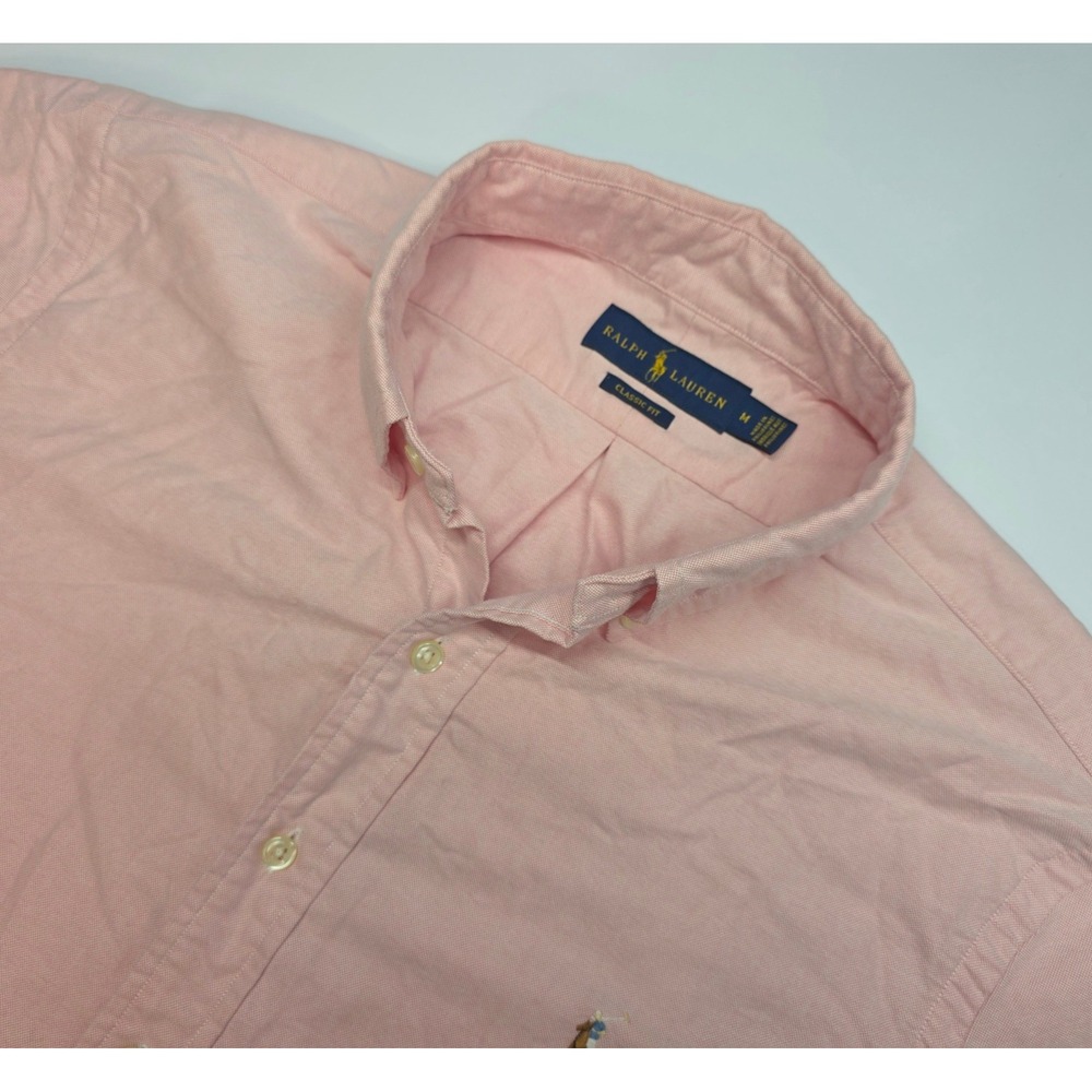 Ralph Lauren Mens Classic Fit Pink Oxford Short Sleeve Button Down Shirt Size M